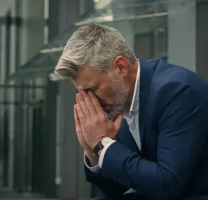 executive looking anxious and stressed