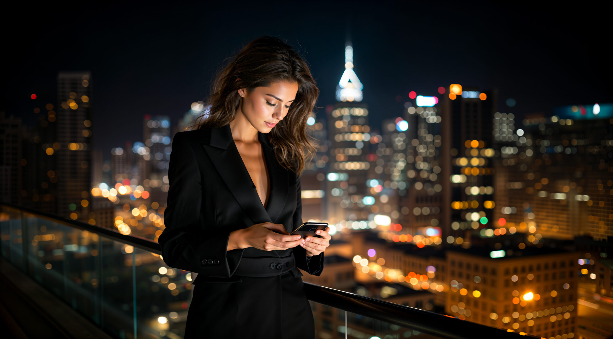 wealthy women on her mobile cellphone